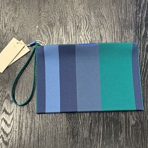 Rothy's Blue and Green Striped Clutch